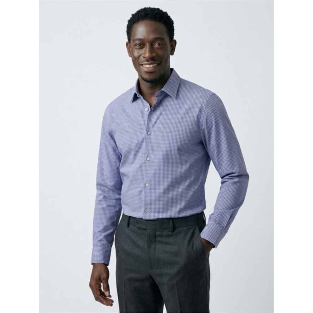 (..2)Banana Republic Mens L Shirt Blue Striped Long Sleeve Button-Down Slim Fit